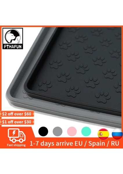 Gri Tarzı 62 x 42 cm Köpekler ve Kediler Için Silikon Mama Matı Pati Desenli Yemek ve Su Kabı Altlığı - Kolay Temizlenebilir (Yurt Dışından) fırsatları