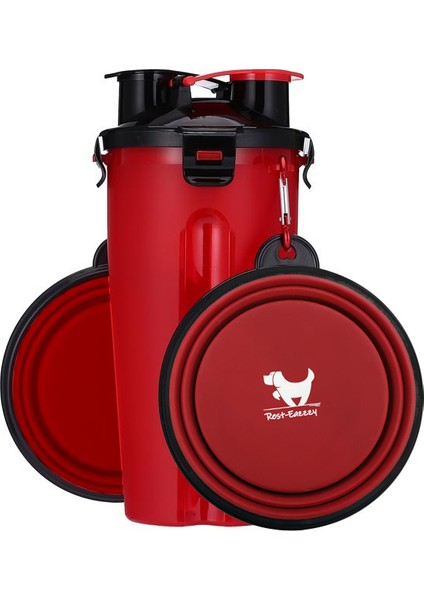 Kırmızı Takım Tarzı Taşınabilir ve Katlanabilir Su Şişesi Yiyecek Kabı ile Katlanabilir Silikon Kedi Köpek Kase Kupası - Açık Seyahat Için Pet Kase (Yurt Dışından)