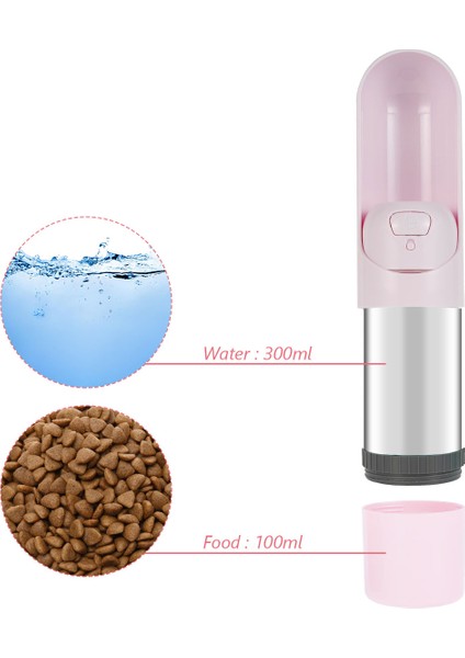 Pembe Filtresiz Stili Taşınabilir Pet Köpek Su Şişesi 300 ml Içme Kabı Küçük Büyük Köpekler Için Su Dağıtıcı Kedi Köpekler Dış Mekan Şişeleri (Yurt Dışından)