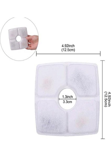 B Tarzı 6 Adet Aktif Karbon Filtreli Kedi ve Köpek Su Çeşmesi Yedek Filtre Pamuk 3 Katlı Filtrasyon Sistemi (Yurt Dışından)