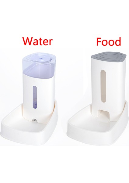 Beyaz-B Tarzı Suçlu 2 Parça Kedi ve Köpek Otomatik Mama ve Su Kabı Seti - Kedi ve Köpekler Için Otomatik Su Içme ve Mama Kabı - Deterjan ve Içme Şişesi (Yurt Dışından)