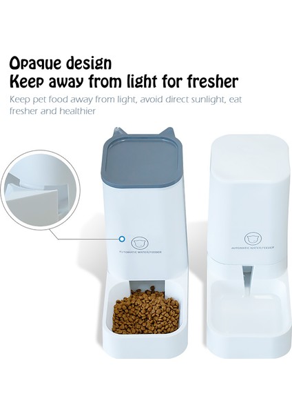 Beyaz-B Tarzı Suçlu 2 Parça Kedi ve Köpek Otomatik Mama ve Su Kabı Seti - Kedi ve Köpekler Için Otomatik Su Içme ve Mama Kabı - Deterjan ve Içme Şişesi (Yurt Dışından) modelleri
