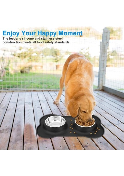 Siyah Stil M 46X26CM Kaymaz Çift Köpek Kasesi Silikon Tabanlı Dayanıklı Paslanmaz Çelik Su ve Yem Kabı - Köpekler ve Kediler Için Beslenme ve Içme Kabı (Yurt Dışından) fiyatları