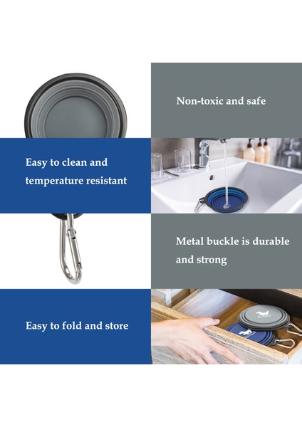 Siyah Gül Tarzı 1000ML 2 Paket Katlanabilir Köpek Kapları Seyahat Evcil Hayvan Taşınabilir Su Kabı Için Köpekler Için Kase Seyahat Yürüyüş ile 2 Karabina (Yurt Dışından) modelleri