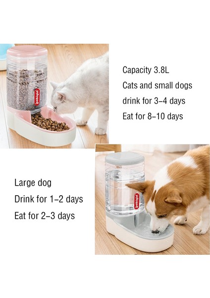 Gri Içme Suyu Stili 3.8 L Pet Otomatik Yem Kabı Köpek Yem Dağıtıcı Kedi Su Dağıtıcı Büyük Kapasiteli Yem Su Dispanseri Büyük Kapasiteli Pet Kapları (Yurt Dışından) modelleri