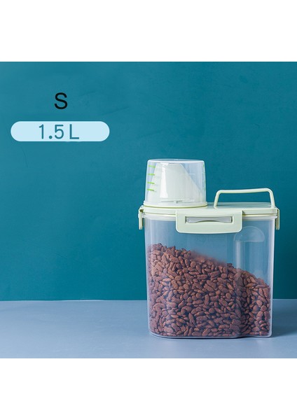Yeşil-1.5l Tarzı L Beden Evcil Köpek Kedi Maması Saklama Kabı 23L Kuru Kedi Maması Kutu Poşet Nem Geçirmez Mühürlü Ölçüm Kupası ile Hava Almayan Kedi Kumu Ürünleri (Yurt Dışından)