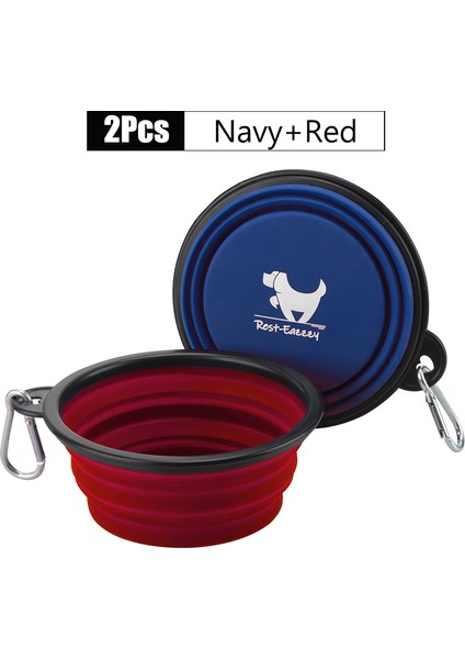 Lacivert Tarzı 350ML 2 Paket Katlanabilir Köpek Kapları Seyahat Evcil Hayvan Taşınabilir Su Kabı Için Köpekler Için Kase Seyahat Yürüyüş ile 2 Karabina (Yurt Dışından)