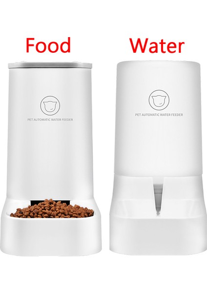 Beyaz-A Tarzı Besin 2 Parça Kedi ve Köpek Otomatik Mama ve Su Kabı Seti - Kedi ve Köpekler Için Otomatik Su Içme ve Mama Kabı - Deterjan ve Içme Şişesi (Yurt Dışından)