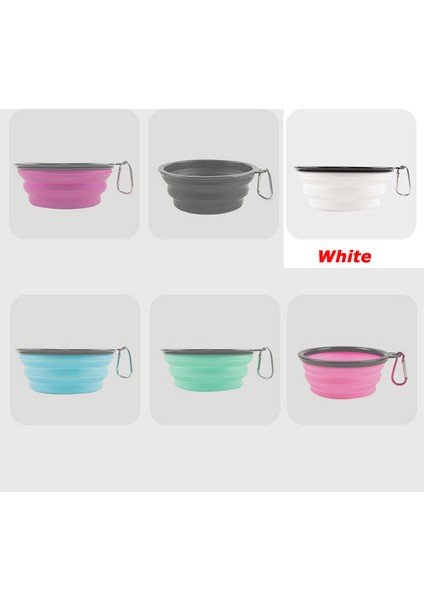 Beyaz Stil 350 ml Büyük Katlanabilir Köpek Evcil Hayvan Silikon Kase Açık Seyahat Taşınabilir Yavru Yiyecek Kabı (Yurt Dışından)