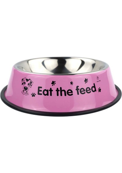 Çizgi Film Pembe Stili 34 cm Kedi Köpek Paslanmaz Çelik Renkli Kişiselleştirilmiş Evcil Hayvan Mama Kabı Kaymaz Dayanıklı Evcil Hayvan Kasesi Su Kasesi (Yurt Dışından)