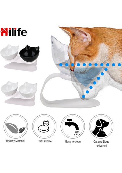 Beyaz Stil Kaymayan Kedi ve Köpek Mama Kabı Çiftli Mama Kabı Yükseltilmiş Stand ile Su Kabı Kediler ve Köpekler Için Mama ve Su Kabı Pet Ürünleri Kedi Mama Kabı (Yurt Dışından) indirimleri