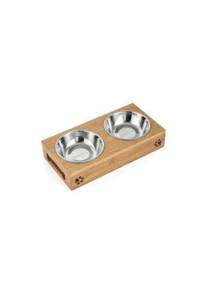 Paslanmaz Iki Stil S Beden Ev Evcil Paslanmaz Çelik Seramik Yem ve Içme Kapları Kombinasyonu ile Köpek Kedi Yavrusu Için Bambu Çerçeveli (Yurt Dışından)