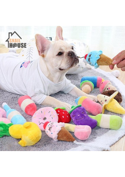 Muz Tarzı Salyangoz Evi Peluş Sıkıcı Kemik Köpek Oyuncağı, Dişe Dayanıklı Temiz Köpek Evcil Hayvan Malzemeleri Yumuşak Muz Havuç Sebze Isırık Yavru Eğitim Oyuncak (Yurt Dışından) modelleri