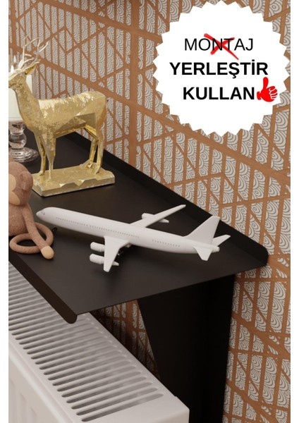 Montajsız Petek Üstü Metal Raf, Kalorifer Peteği Raf Dresuar Uçan Raf 80 cm Mt99
