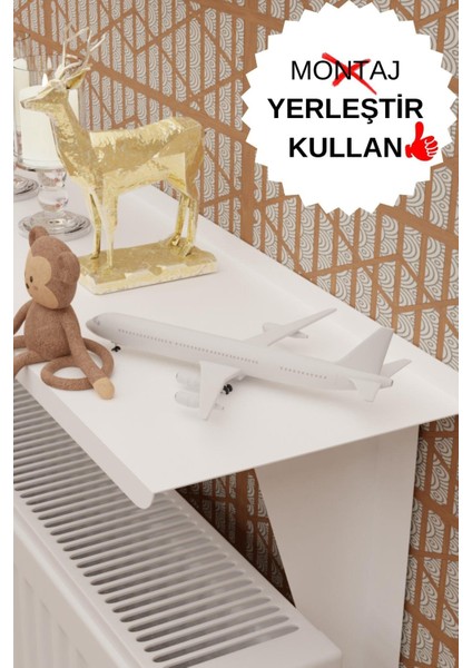 Montajsız Petek Üstü Metal Raf, Kalorifer Peteği Raf Dresuar Uçan Raf 100 cm Mt100