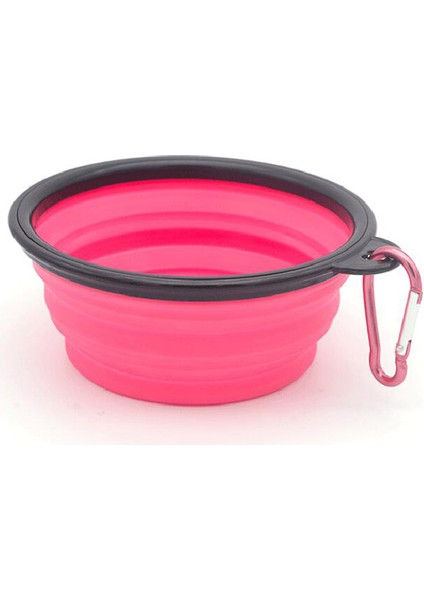 Pembe Tarzı 350ML Silikon Köpek ve Kedi Kasesi Karabina ile Katlanabilir Seyahat Kasesi Beslenme Su Kabı Evcil Hayvan Aksesuarları (Yurt Dışından)