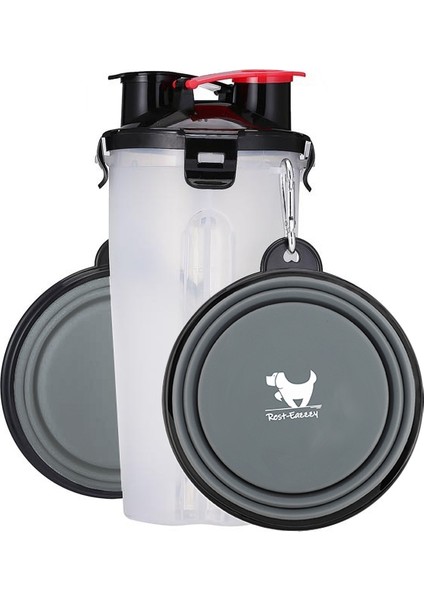 Beyaz Takım Tarzı Taşınabilir ve Katlanabilir Su Şişesi Yiyecek Kabı ile Katlanabilir Silikon Kedi Köpek Kase Kupası - Açık Seyahat Için Pet Kase (Yurt Dışından)