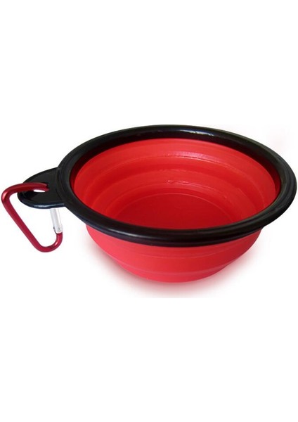 Kırmızı Stil Evde ve Seyahatte Kullanıma Uygun Kedi ve Köpekler Için Taşınabilir Katlanabilir Silikon Mama ve Su Kabı 1 Adet (Yurt Dışından)