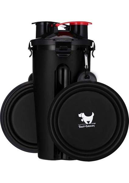 Siyah Takım Tarzı Taşınabilir ve Katlanabilir Su Şişesi Yiyecek Kabı ile Katlanabilir Silikon Kedi Köpek Kase Kupası - Açık Seyahat Için Pet Kase (Yurt Dışından)