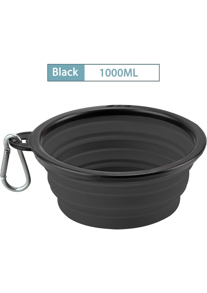 Siyah Stil 1000ML Katlanabilir Silikon Köpek Kasesi Büyük Pet Taşınabilir Yiyecek Kap Behçet Açık Seyahat Pet Kase Taşınabilir Yem Kabı (Yurt Dışından)