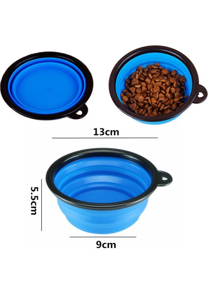 Açık Mavi Tarzı 350ML 350ML Pet Silikon Kase Katlanabilir Silikon Kase Kedi Köpek Yiyecek Su Seyahat Taşınabilir Kase Katlanabilir Yavru Kase (Yurt Dışından) modelleri
