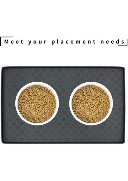 Siyah Stil 46X30CM Köpekler ve Kediler Için Silikon Mama Matı Pati Desenli Yemek ve Su Kabı Altlığı - Kolay Temizlenebilir (Yurt Dışından) fiyatları