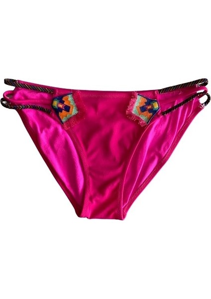 Pembe Dar Kalıp Yanlar Üç Ip Şeritli Bikini Altı