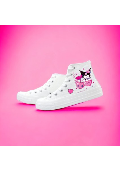 Kalp Kurominlilik Baskılı Tatlı Kanvas Spor Ayakkabı Sneaker