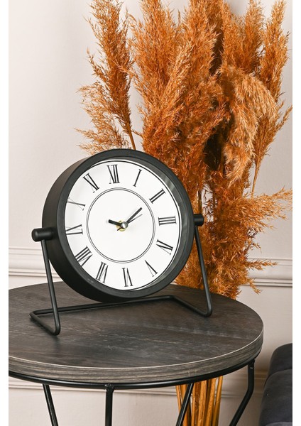 Metal Masa Saati Modern Oval Tasarım 21 x 22 cm Sessiz Mekanizma ile