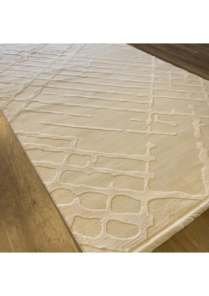 Ipek Mekik Halı Gaspara Vizon Krem Modern Eskitme Desen Halı modelleri