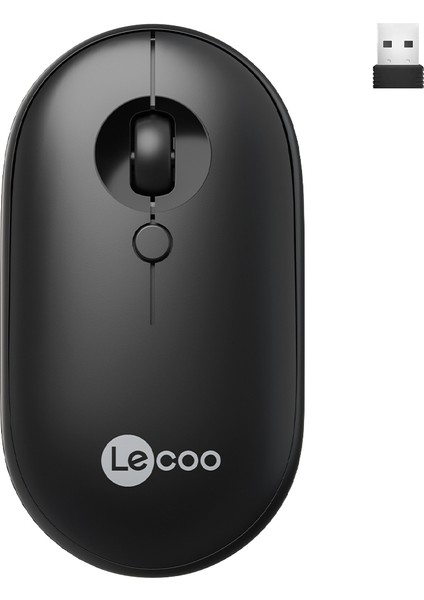 Kablosuz 1600DPI 4 Tuşlu Sessiz PC, Mac, Dizüstü Bilgisayar için, USB Mini Alıcı ile Optik Mouse Siyah