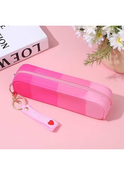 Silikon Kalem Kutusu Kırtasiye Kutusu Yaratıcı Öğrenci Taşınabilir Basit Dikdörtgen Degrade Depolama (Yurt Dışından)