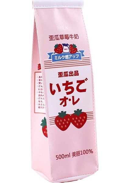 Waigua Çilek Sütü Karton Kalem Çantası Basit Büyük Kapasiteli Sevimli Yaratıcı Kırtasiye Çantası (Yurt Dışından)