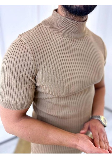 Tişört Yarım Boğazlı Tişört Nefes Alabilen Terletmez Pamuklu Tshirt Slim Fit T-Shirt