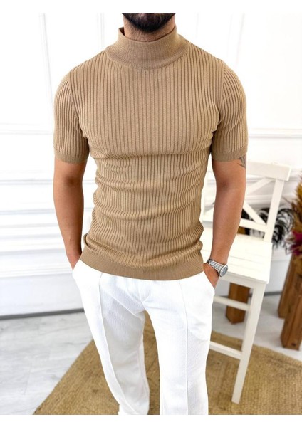 Tişört Yarım Boğazlı Tişört Nefes Alabilen Terletmez Pamuklu Tshirt Slim Fit T-Shirt