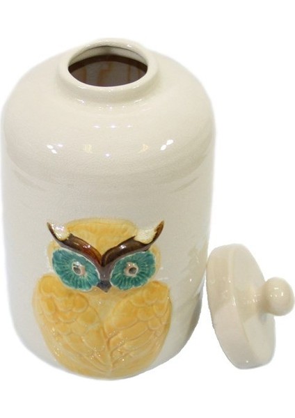 Sarı Baykuşlu Beyaz Vazo 30 cm fiyatları