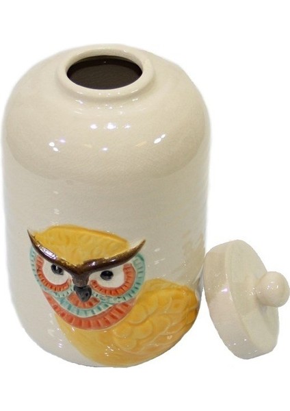 Sarı Baykuşlu Beyaz Vazo 26 cm fiyatları