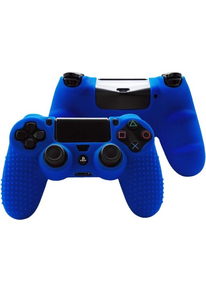 Ps4 Controller Joystick Oyun Kolu Gamepad Uyumlu - Silikon Koruyucu cover Mavi