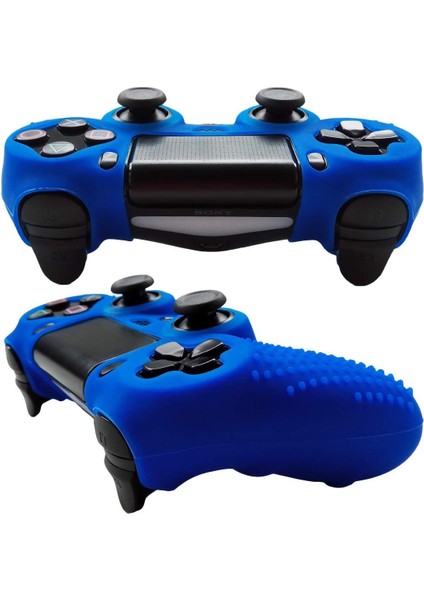 Ps4 Controller Joystick Oyun Kolu Gamepad Uyumlu - Silikon Koruyucu cover Mavi