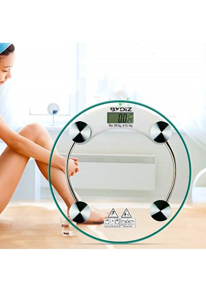 BY-001 Dijital Baskül Banyo Tartı 180 Kg Kapasiteli Temperli Cam (Yuvarlak)