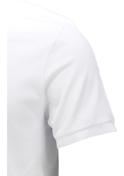 Erkek Polo Yaka Yumuşak Dokulu, Kol Bantlı Beyaz T-Shirt modelleri