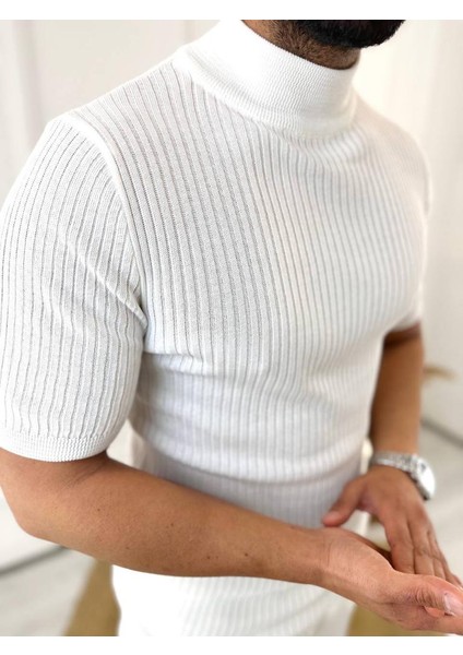Tişört Yarım Boğazlı Tişört Nefes Alabilen Terletmez Pamuklu Tshirt Slim Fit T-Shirt