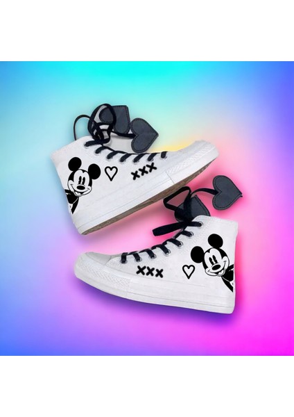 Kalp Bagcıklı Minik Fare Baskılı Animasyon Sneaker