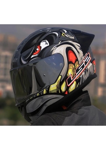 Rrapıd 2 Race Spox Gri-Kırmızı Kask(Siyah+Şeffaf Cam+Spoıler)