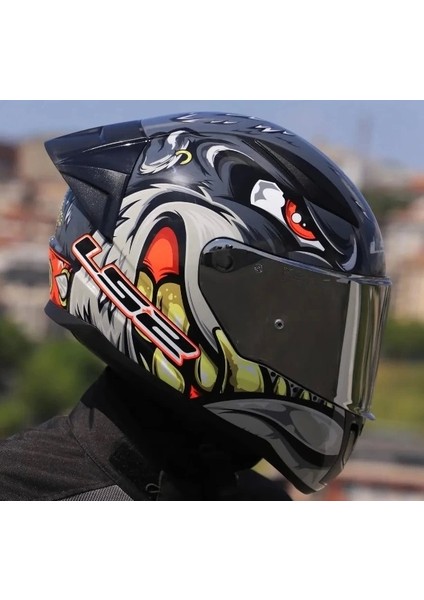 Rrapıd 2 Race Spox Gri-Kırmızı Kask(Siyah+Şeffaf Cam+Spoıler)