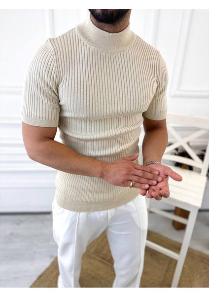 Tişört Yarım Boğazlı Tişört Nefes Alabilen Terletmez Pamuklu Tshirt Slim Fit T-Shirt