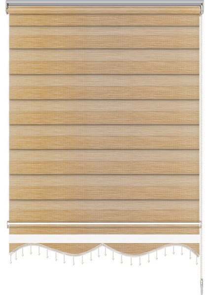 Soft Bamboo Krem Bej Kırçıllı Zebra Perde ( Etek Boncuklu ) fiyatları