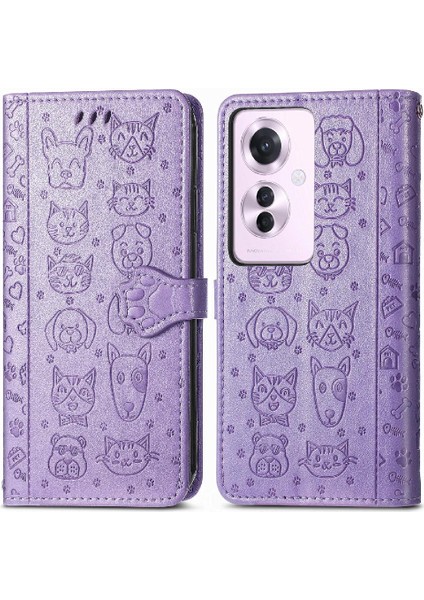 Oppo Için Kılıf Oppo 11 F 5g Kısa Kayış Kapak Çevirin Karikatür Hayvanlar Deri (Yurt Dışından)