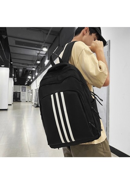 Büyük Kapasiteli Sırt Çantası Açık Seyahat Basit Çift Sırt Çantası Üniversite Öğrenci Çantası (Yurt Dışından)