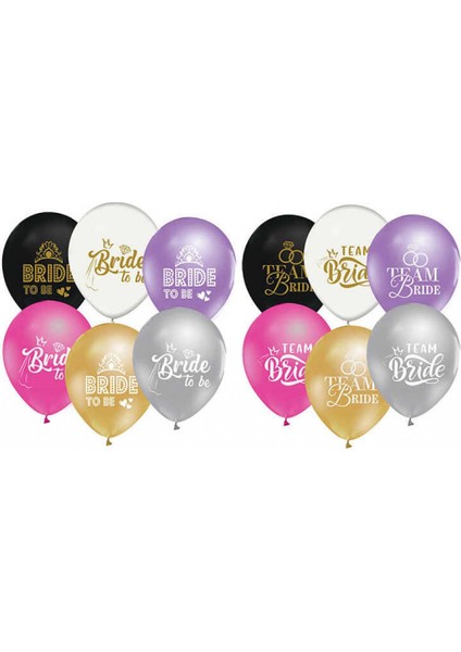 Balon Brıde To Be Baskılı Metalik Karışık Pk:10